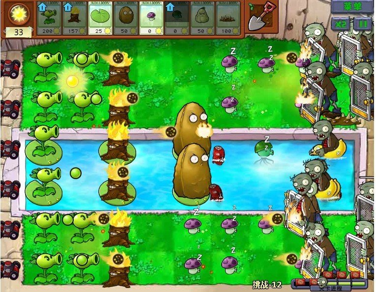 请问人人网植物大战僵尸挑战12怎么过？