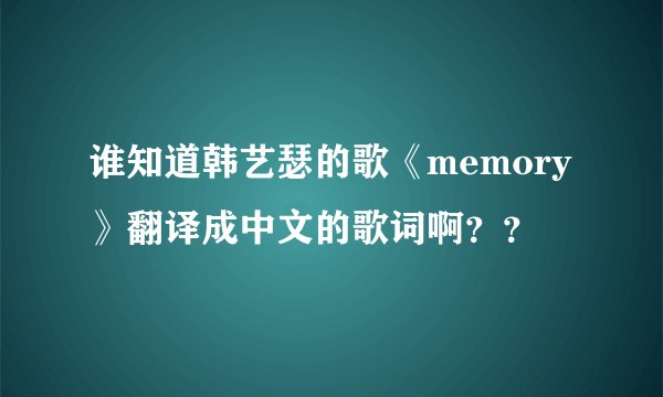 谁知道韩艺瑟的歌《memory》翻译成中文的歌词啊？？