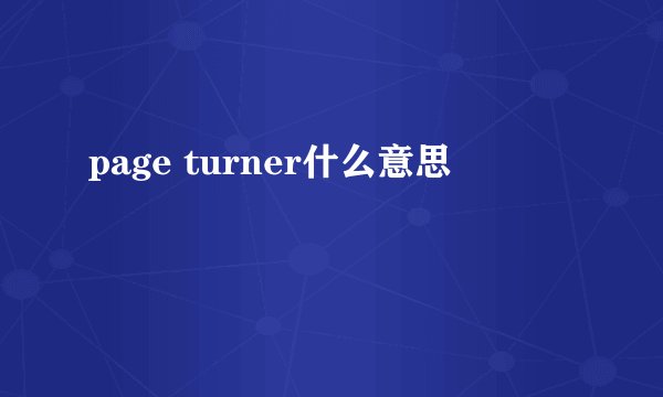 page turner什么意思