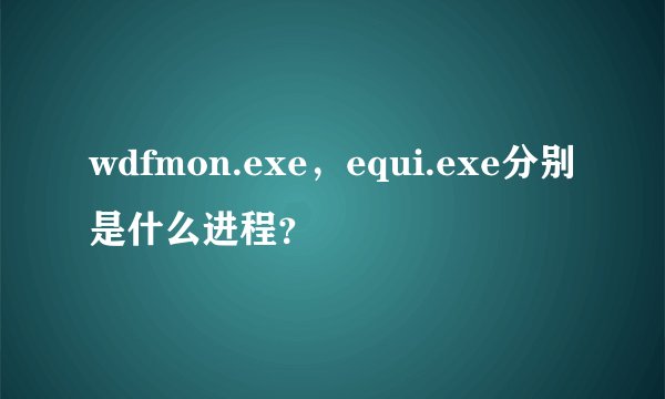 wdfmon.exe，equi.exe分别是什么进程？