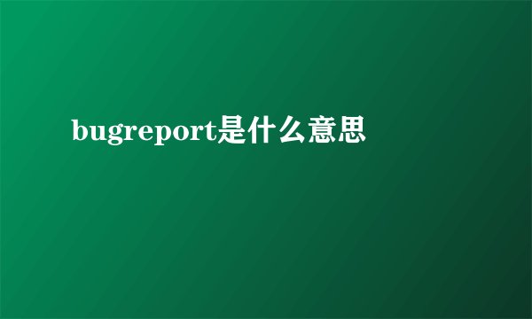 bugreport是什么意思