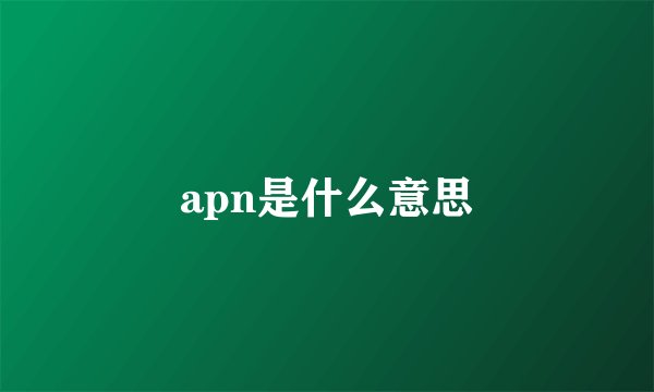 apn是什么意思