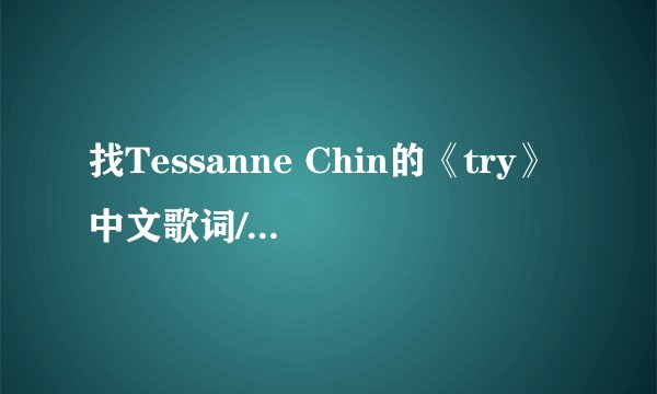 找Tessanne Chin的《try》中文歌词/有的朋友给翻译下