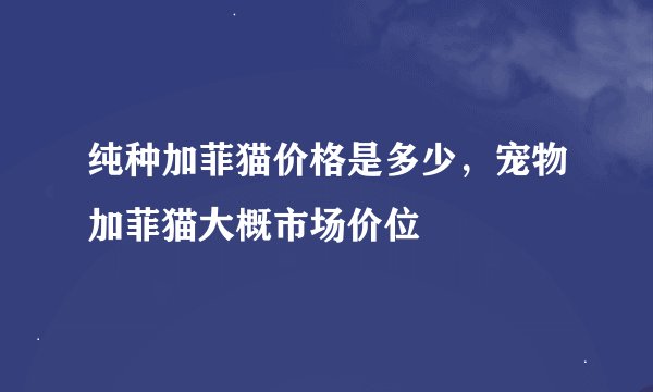 纯种加菲猫价格是多少，宠物加菲猫大概市场价位