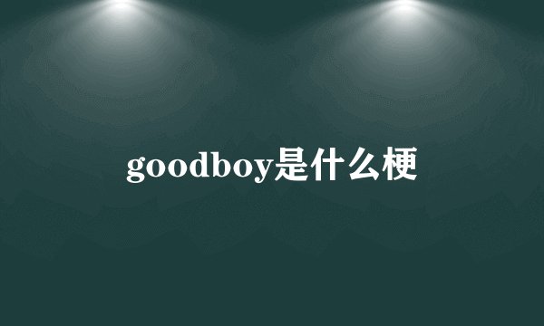 goodboy是什么梗