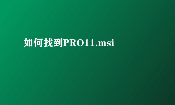 如何找到PRO11.msi