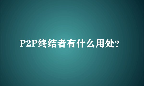 P2P终结者有什么用处？