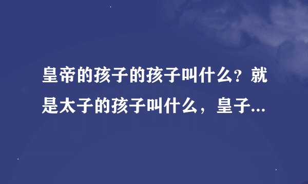 皇帝的孩子的孩子叫什么？就是太子的孩子叫什么，皇子的呢？公主的呢？ 帝国是什么？第三帝国呢？公国呢