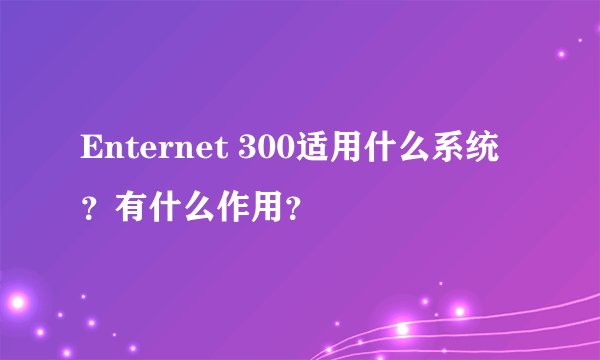 Enternet 300适用什么系统？有什么作用？