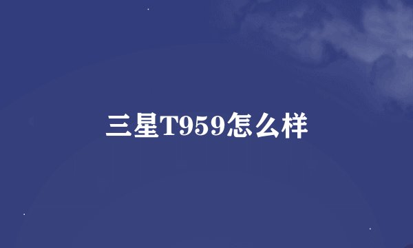 三星T959怎么样