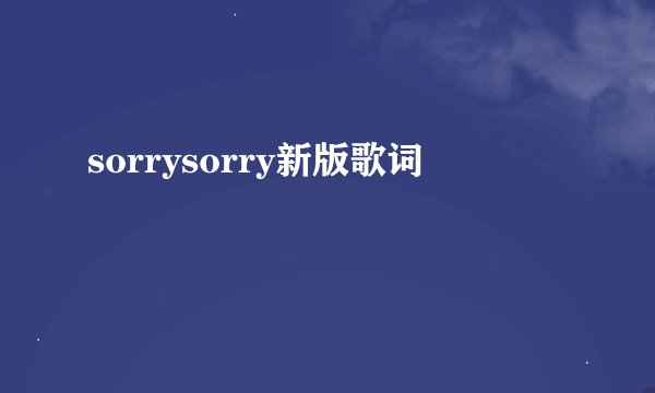 sorrysorry新版歌词