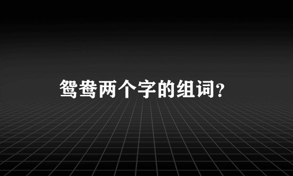 鸳鸯两个字的组词？