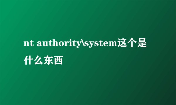 nt authority\system这个是什么东西