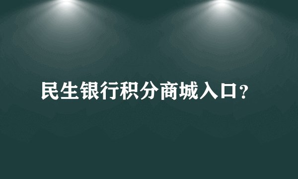 民生银行积分商城入口？