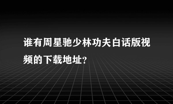谁有周星驰少林功夫白话版视频的下载地址？