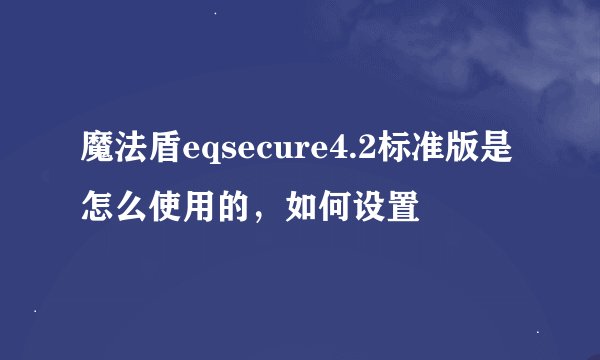 魔法盾eqsecure4.2标准版是怎么使用的，如何设置
