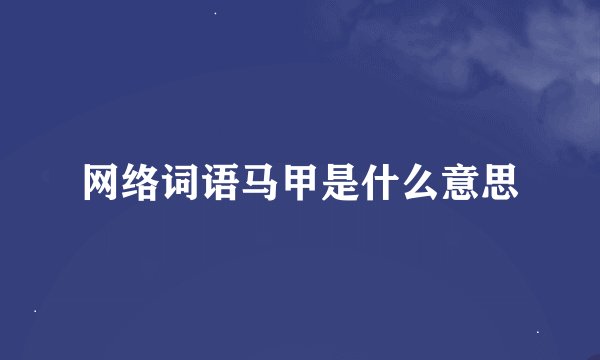 网络词语马甲是什么意思