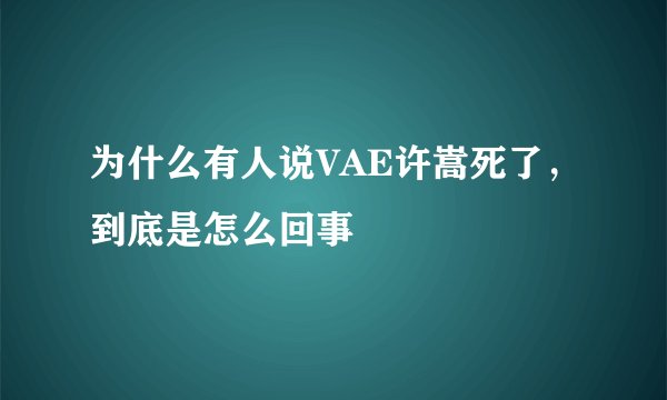 为什么有人说VAE许嵩死了，到底是怎么回事