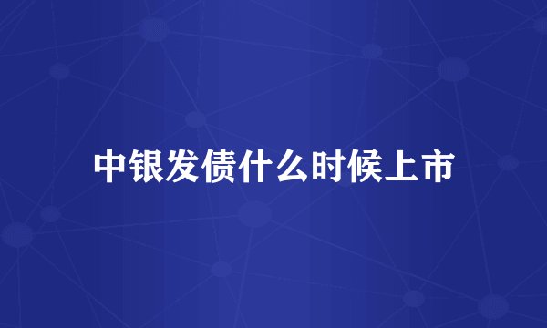 中银发债什么时候上市