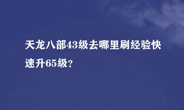 天龙八部43级去哪里刷经验快速升65级？