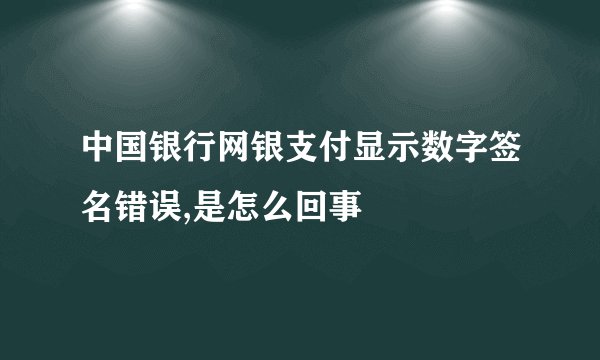 中国银行网银支付显示数字签名错误,是怎么回事