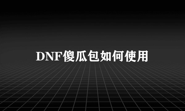 DNF傻瓜包如何使用
