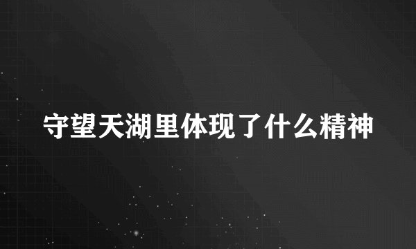 守望天湖里体现了什么精神