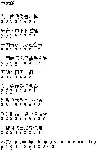 谁有魏晨《小小快乐》《一个人睡》《乐天派》旳吉他谱啊？