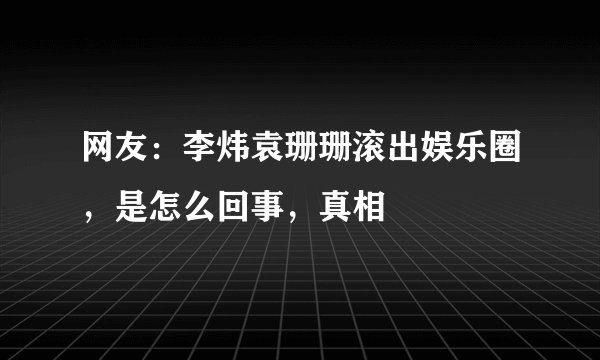 网友：李炜袁珊珊滚出娱乐圈，是怎么回事，真相
