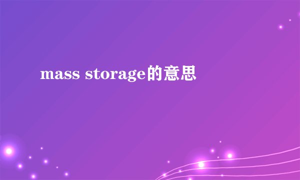 mass storage的意思