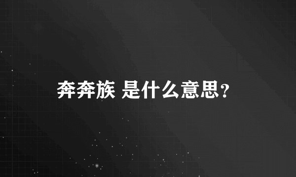 奔奔族 是什么意思？
