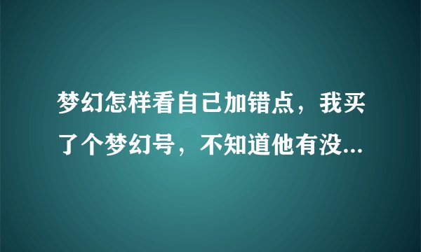 梦幻怎样看自己加错点，我买了个梦幻号，不知道他有没有加错点．