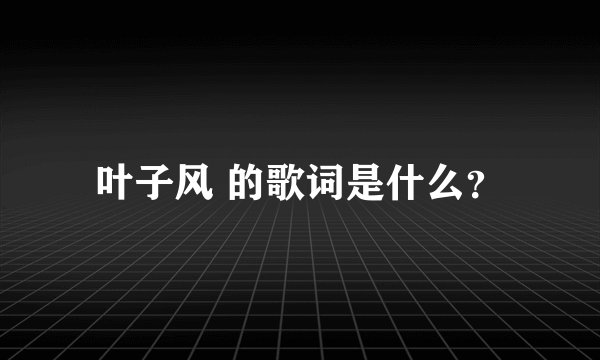 叶子风 的歌词是什么？