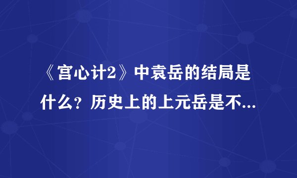 《宫心计2》中袁岳的结局是什么？历史上的上元岳是不是成了公主亲了？