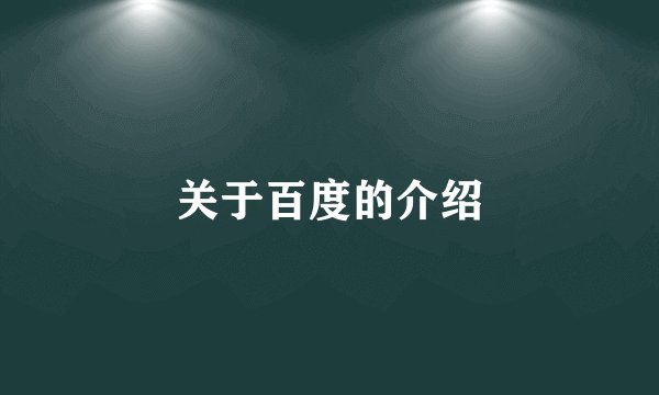关于百度的介绍