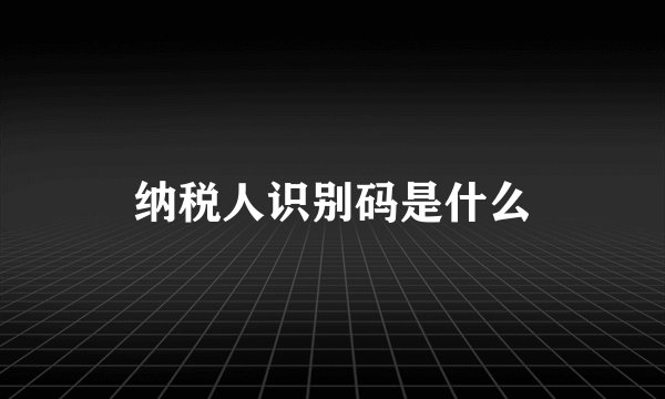 纳税人识别码是什么