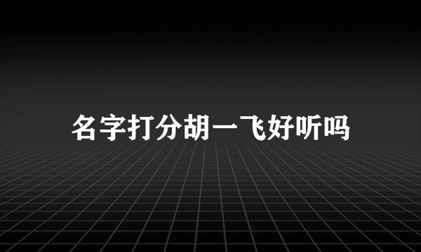 名字打分胡一飞好听吗