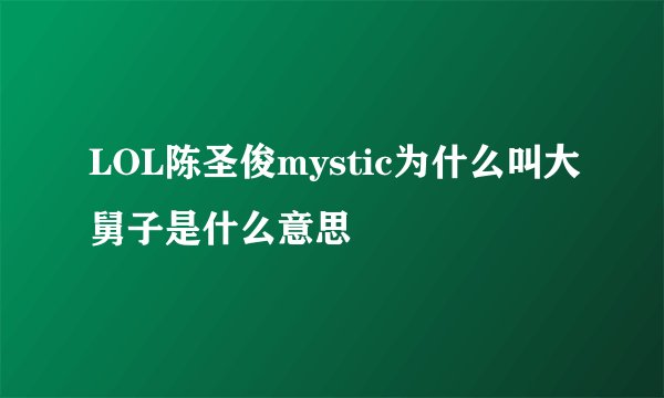 LOL陈圣俊mystic为什么叫大舅子是什么意思