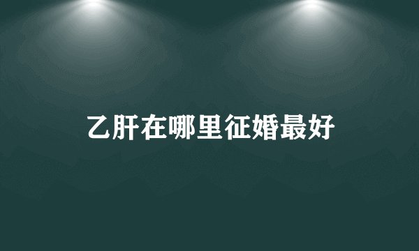乙肝在哪里征婚最好