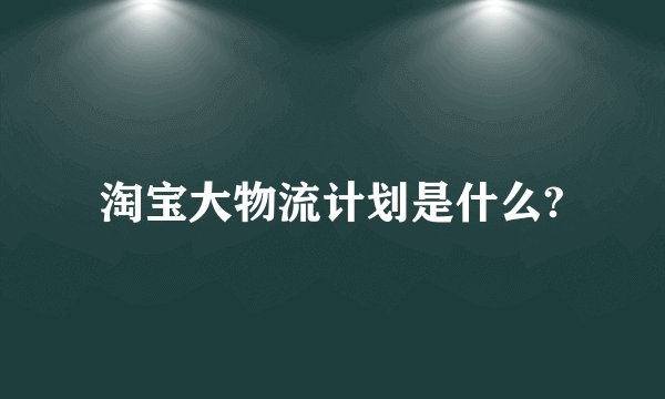 淘宝大物流计划是什么?