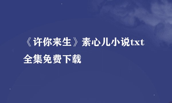 《许你来生》素心儿小说txt全集免费下载
