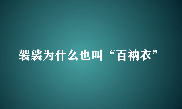 袈裟为什么也叫“百衲衣”