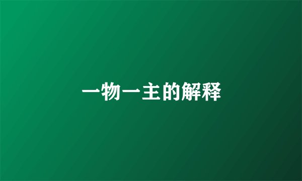 一物一主的解释