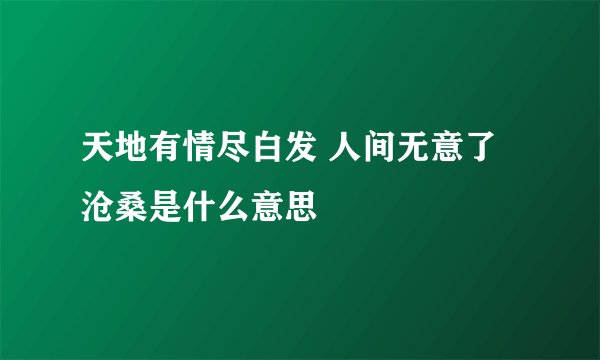天地有情尽白发 人间无意了沧桑是什么意思