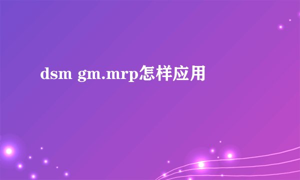 dsm gm.mrp怎样应用