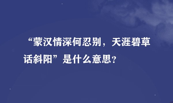 “蒙汉情深何忍别，天涯碧草话斜阳”是什么意思？