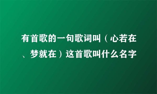 有首歌的一句歌词叫（心若在、梦就在）这首歌叫什么名字