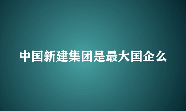 中国新建集团是最大国企么