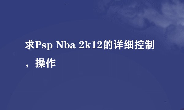 求Psp Nba 2k12的详细控制，操作