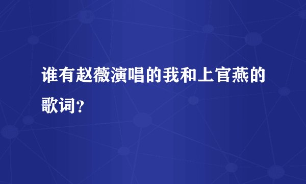 谁有赵薇演唱的我和上官燕的歌词？
